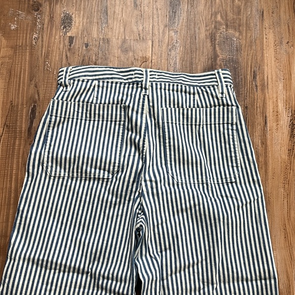 Madewell Blue/White Striped Wide Leg Cropped Pants - Picture 7 of 7